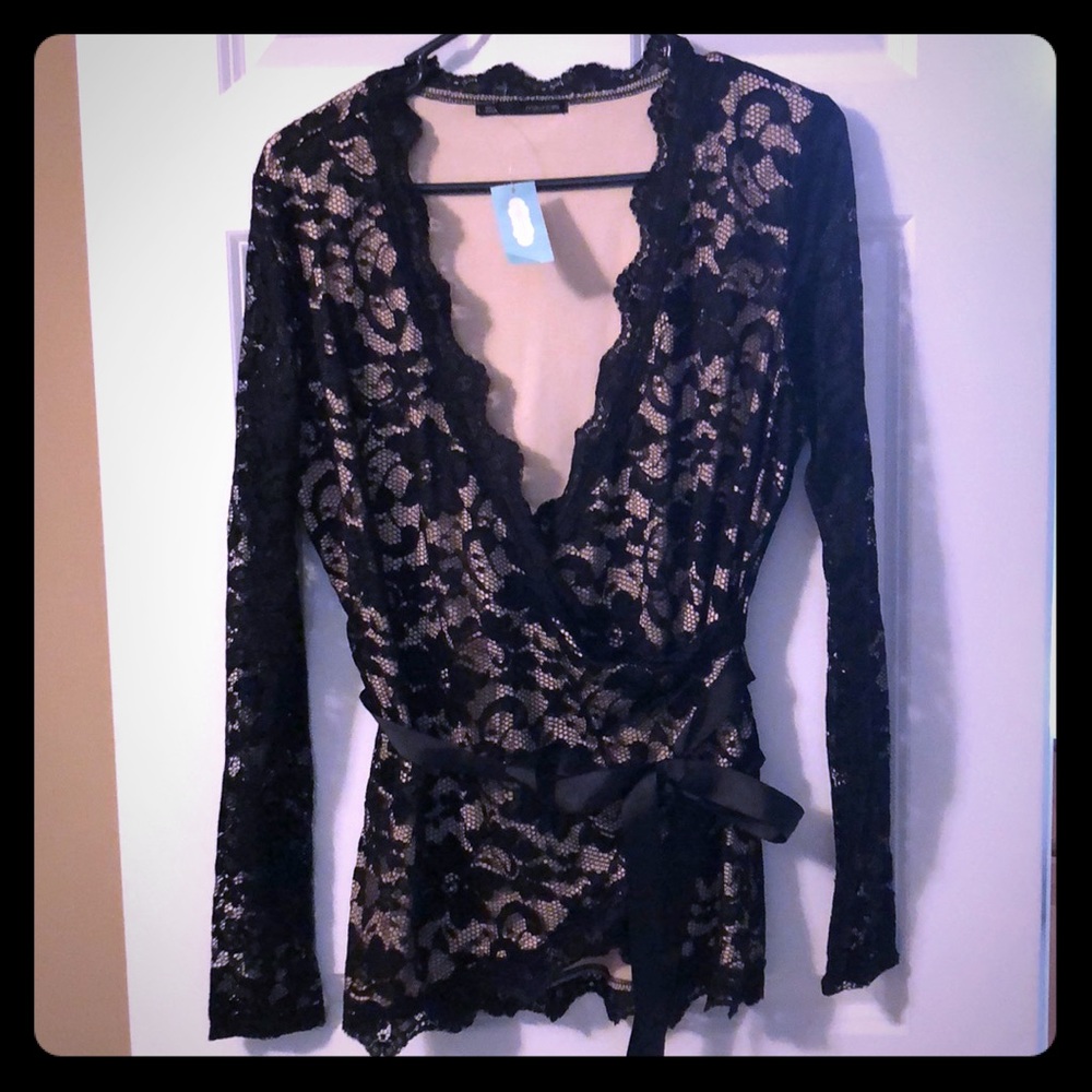 NWT black lace top